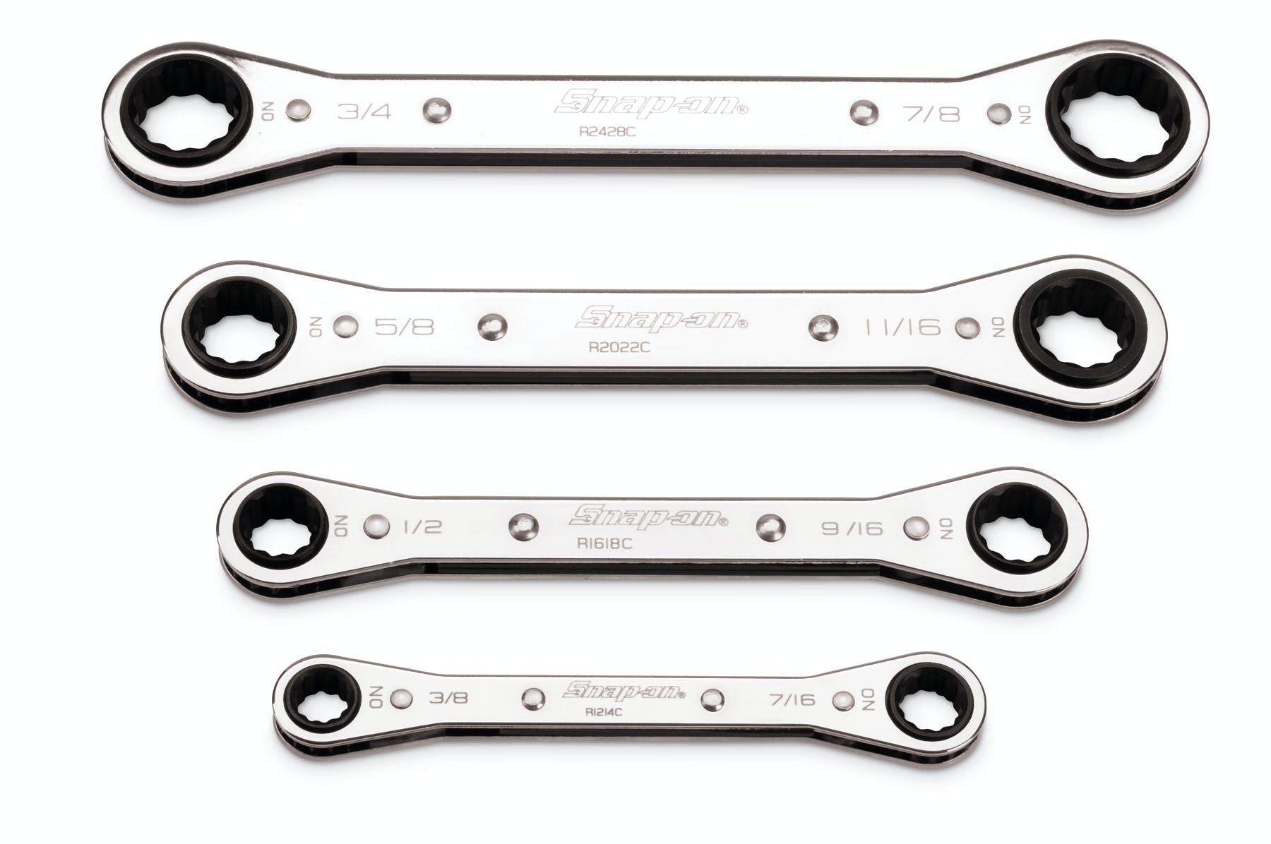 4 pc 12-Point SAE 0° Offset Ratcheting Box Wrench Set | RB604C 4 pc 12-Point SAE 0° Offset Ratcheting Box Wrench Set | RB604C